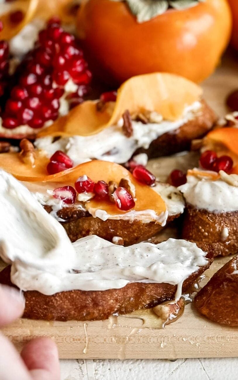 spiced cream cheese spread on toast.