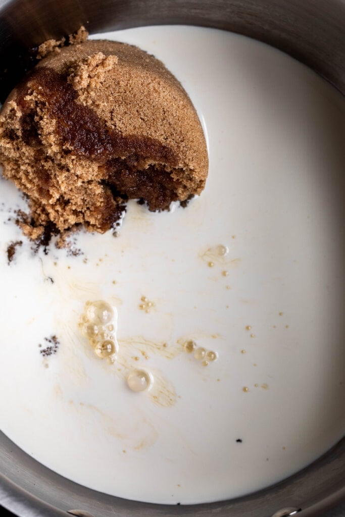 how to make sticky toffee sauce ingredients in saucepan.