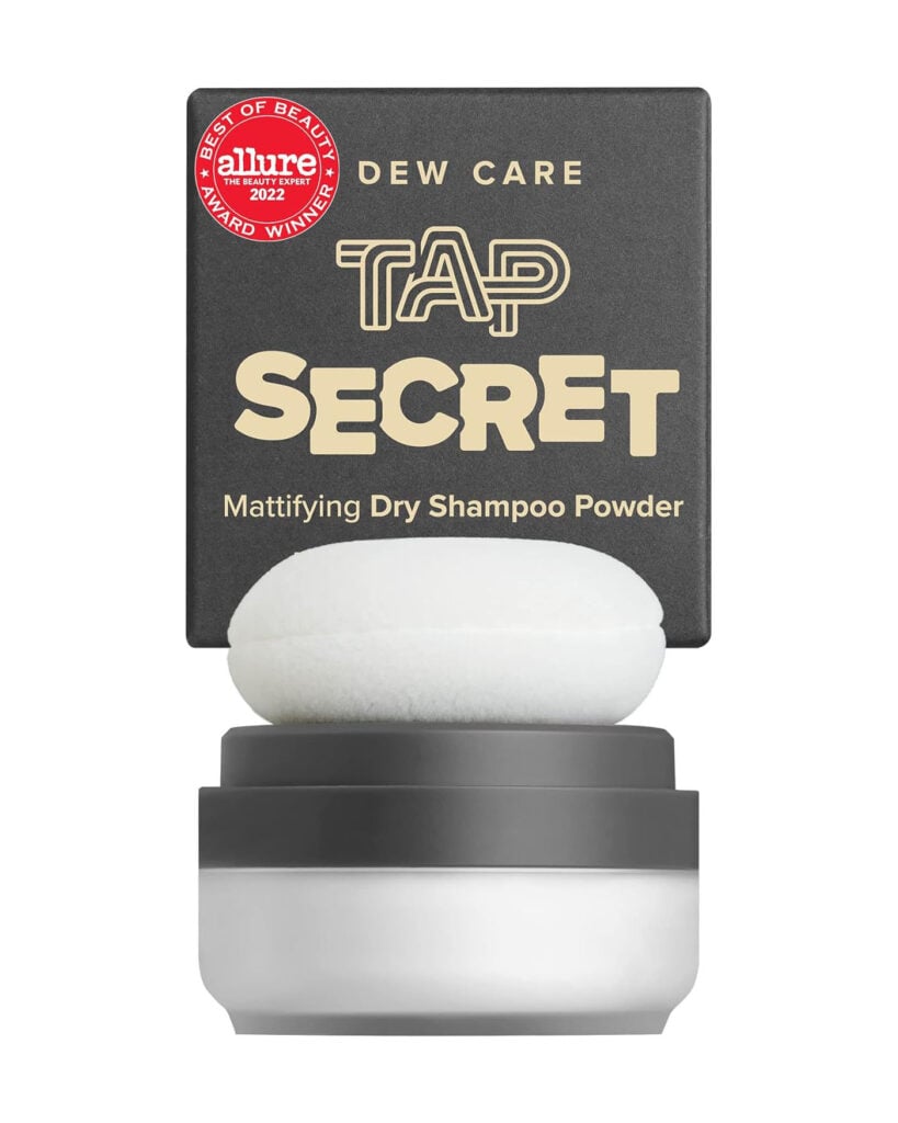 tap secret dry shampoo hair.