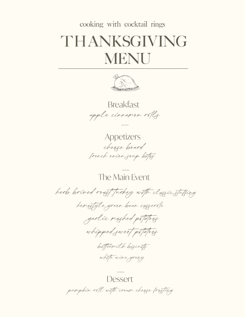 thanksgiving menu.