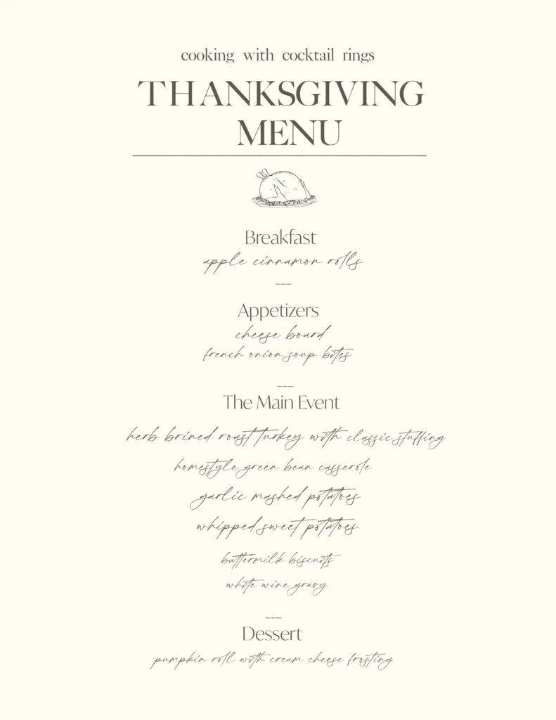 thanksgiving menu