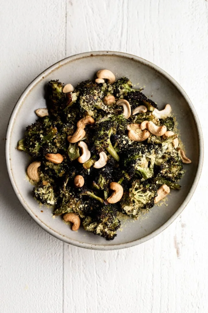 Chili Oil Roasted Broccoli with Cashews
