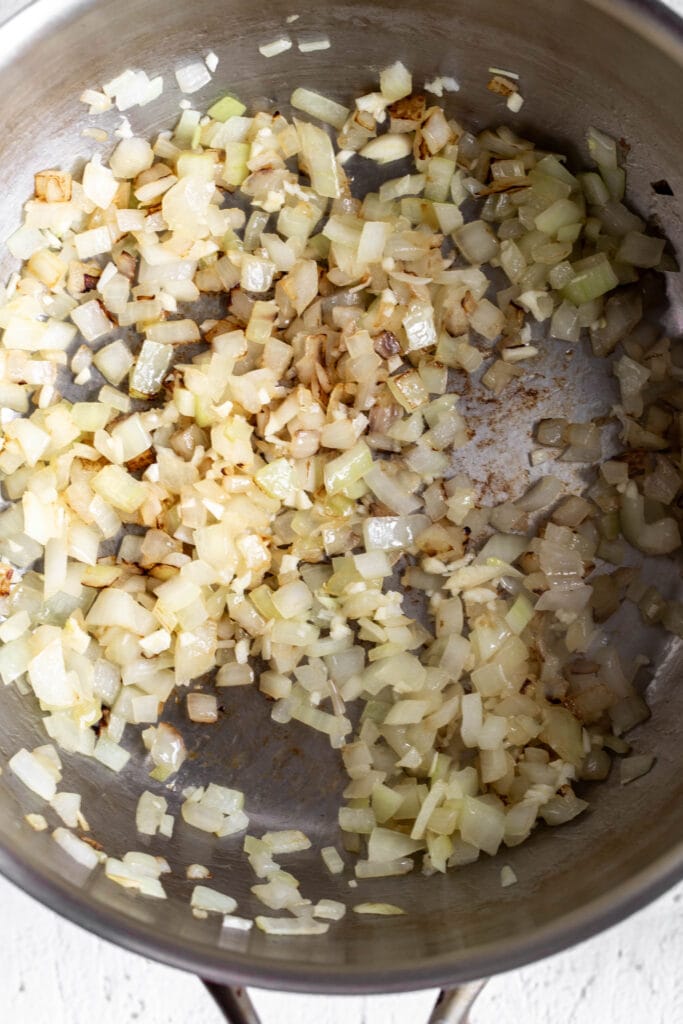 sautéed onions in pot.