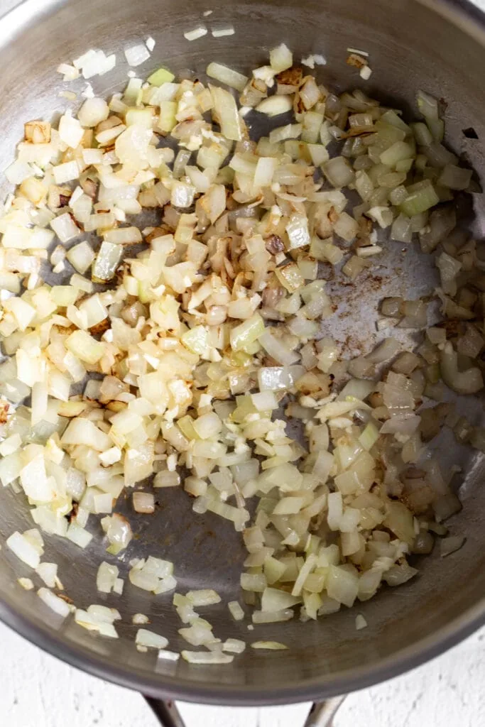 sautéed onions in pot.
