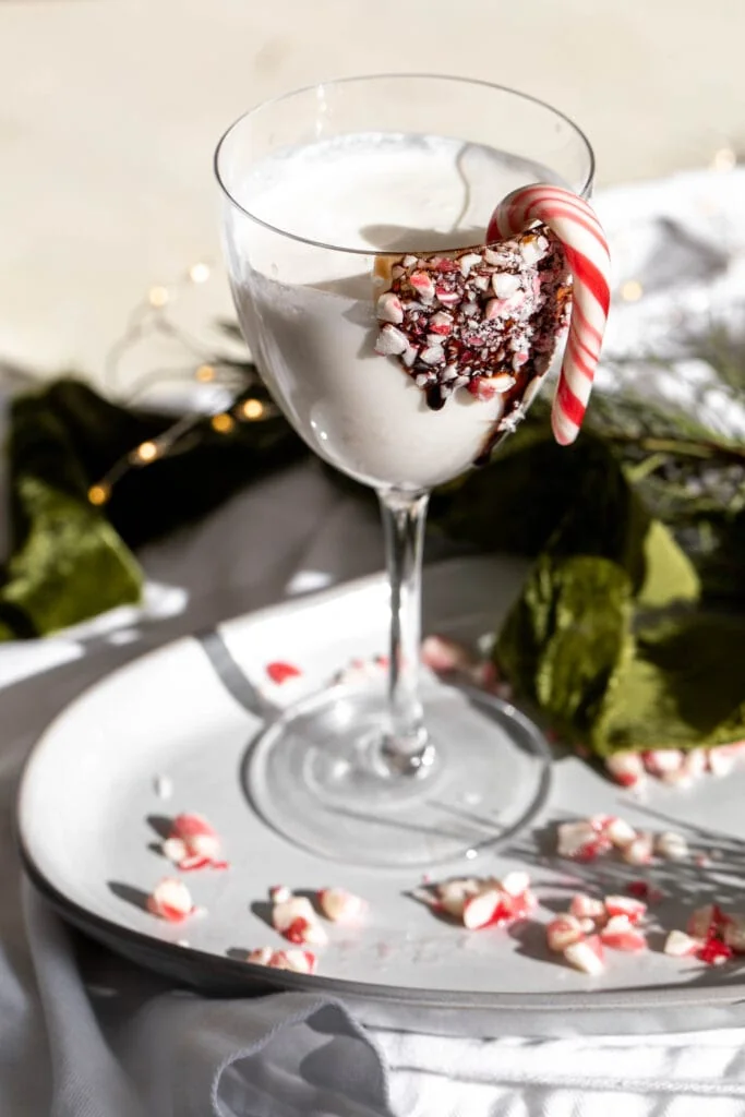 a glass of Peppermint Martini