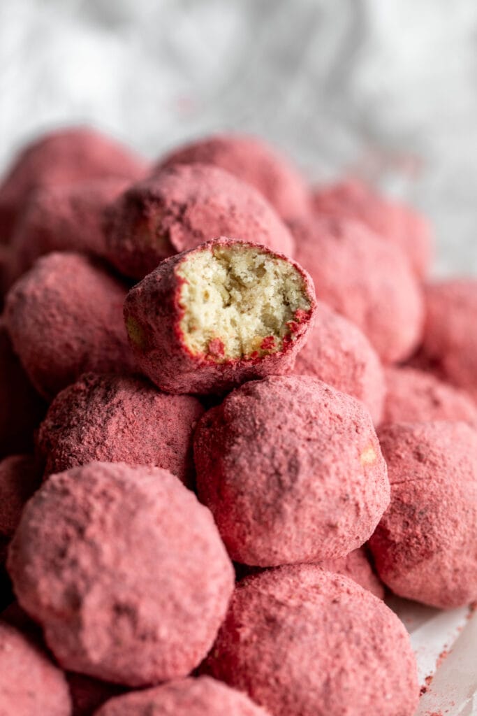 Strawberry Lime Polvorones mexican wedding cookies.