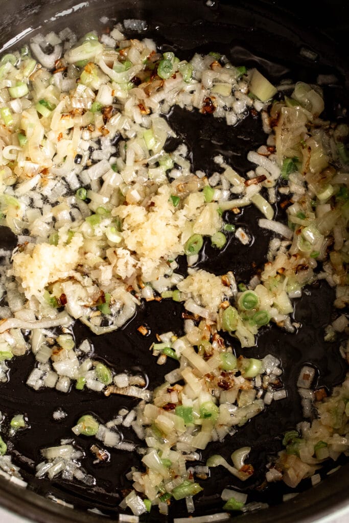 sautéed garlic shallot scallion and ginger.