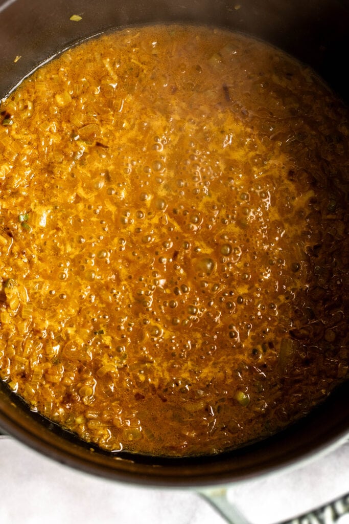 base of coconut turmeric chicken soup.