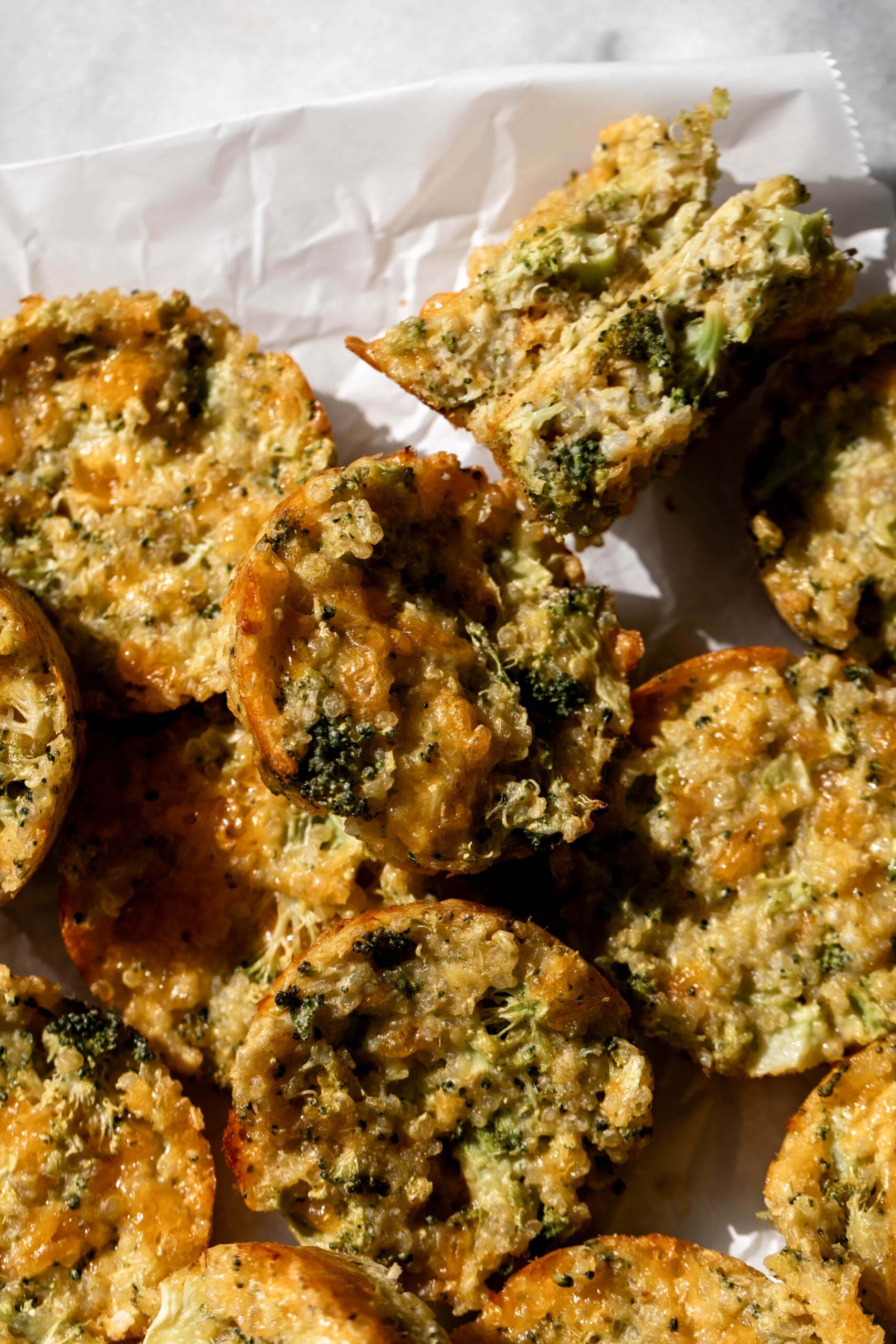 cheesy broccoli cheddar quinoa bites recipe.