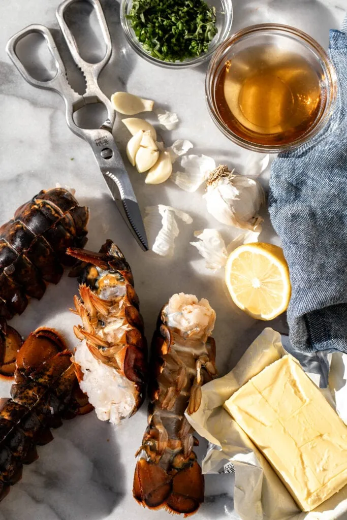 ingredients for Butter Poached Lobster Tails.