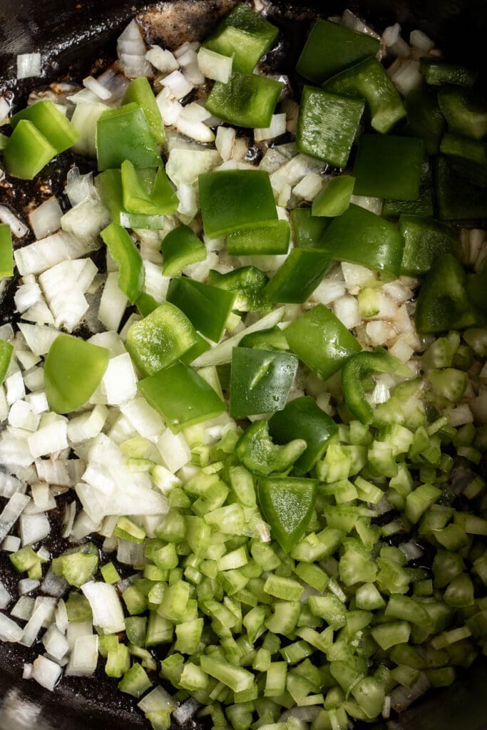 sautéed onion, celery and green bell pepper.