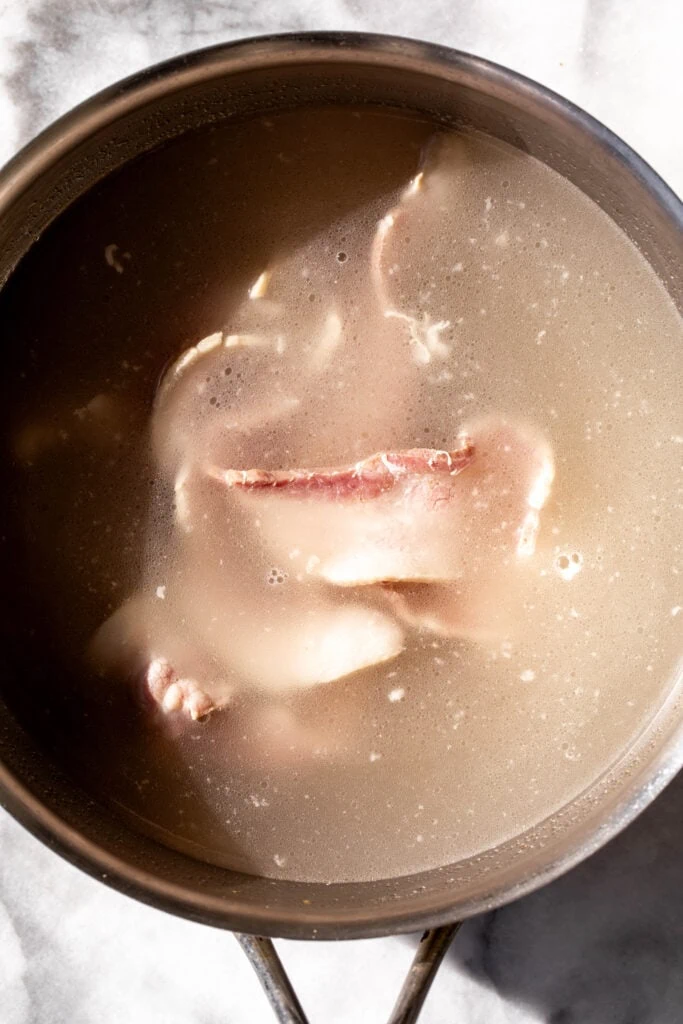 bacon simmered in dashi broth