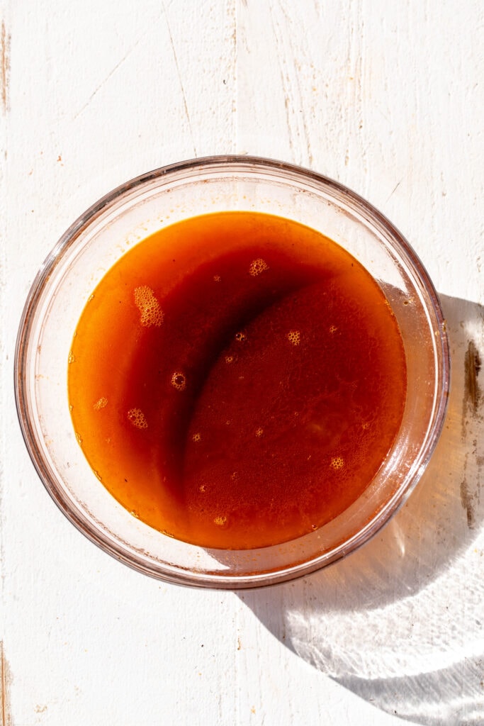 strained lobster bisque broth.