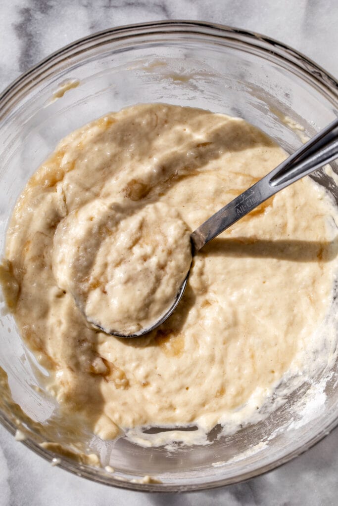 combined ingredients for Best Banana Pancakes.