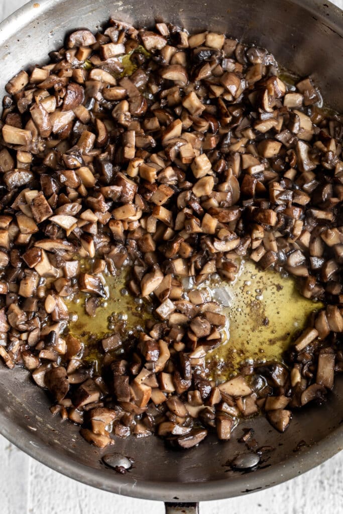 sautéed golden brown mushrooms reduced.