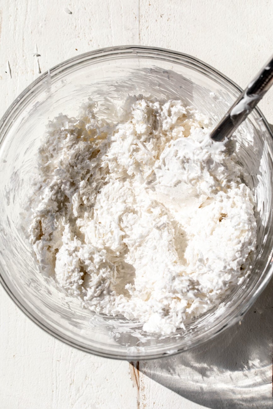 shredded coconut added to meringue.