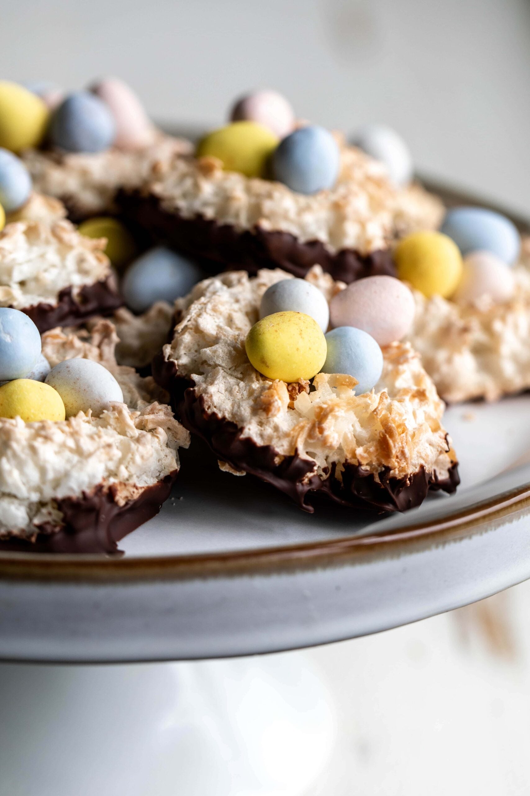 Easter Chocolate Coconut Macaroon Nests.