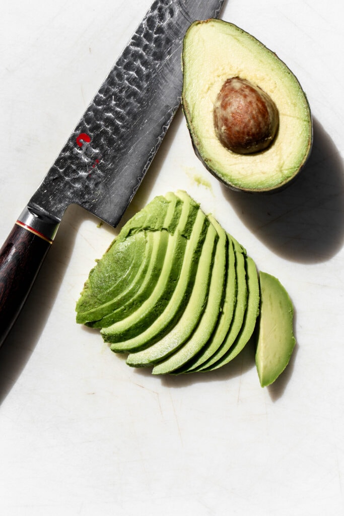sliced avocado. 
