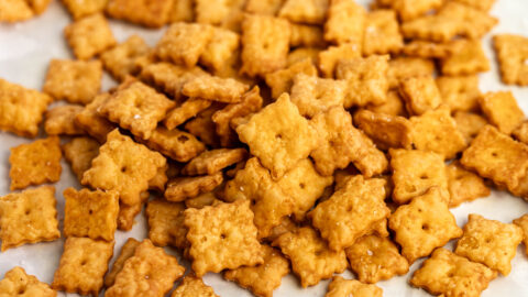 Homemade cheddar cheez it squares.