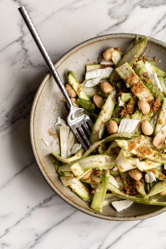 raw shaved asparagus salad.