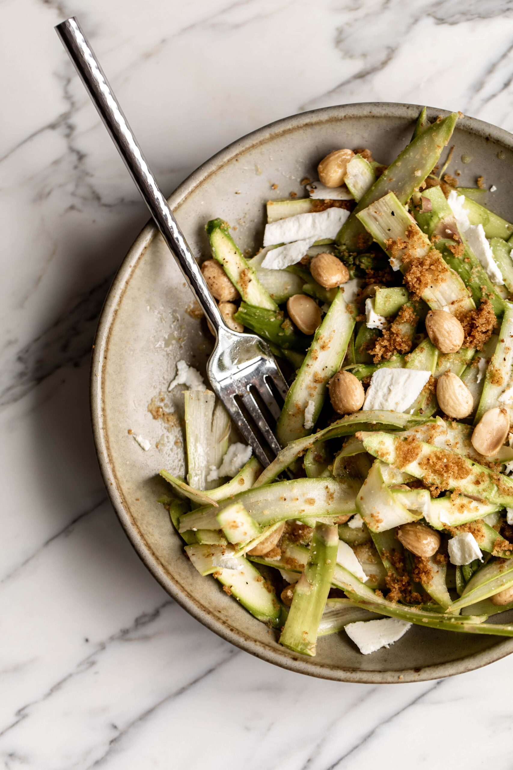 raw shaved asparagus salad.