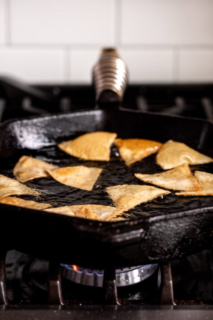 fried tortillas for Cool Ranch Doritos chips at Home.
