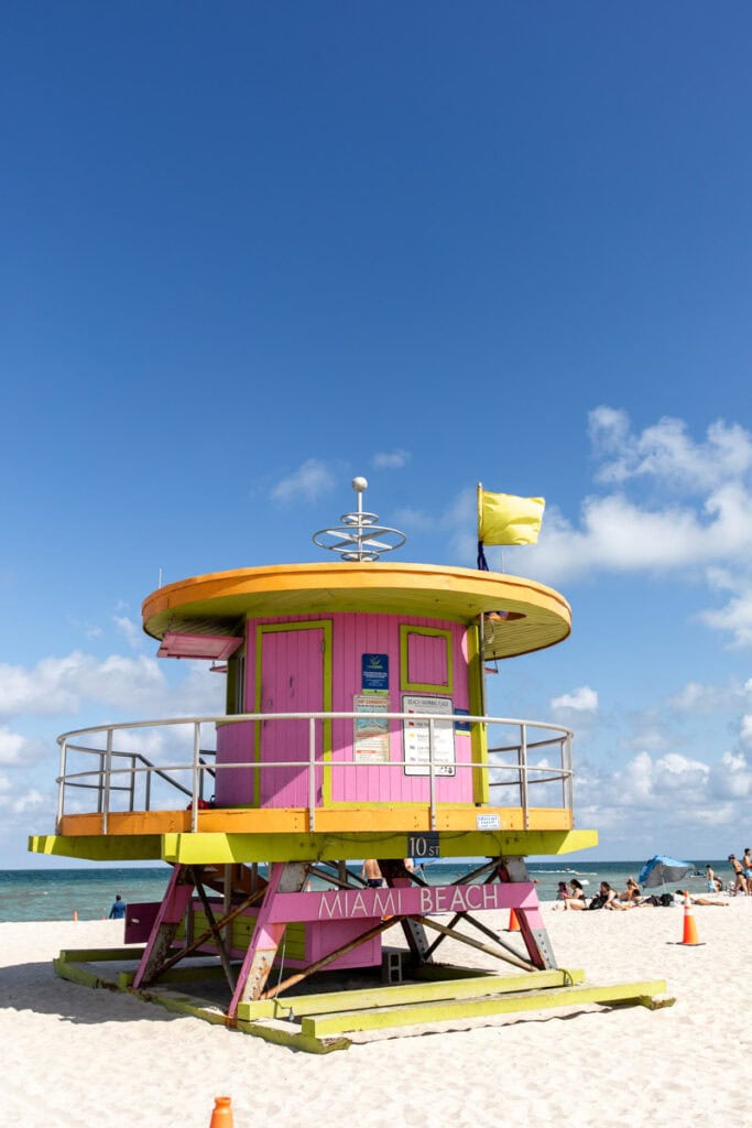 Miami Food Adventure: pink lifeguard tower.