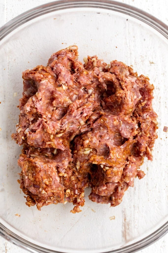seasoned ground lamb mixture.