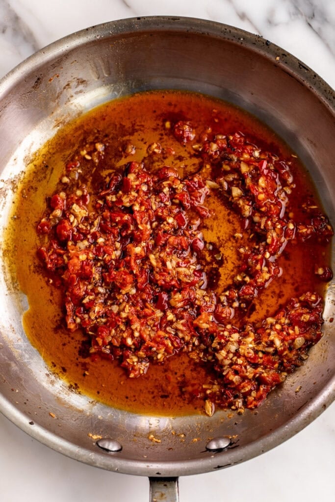 calabrian chili with sautéed garlic.