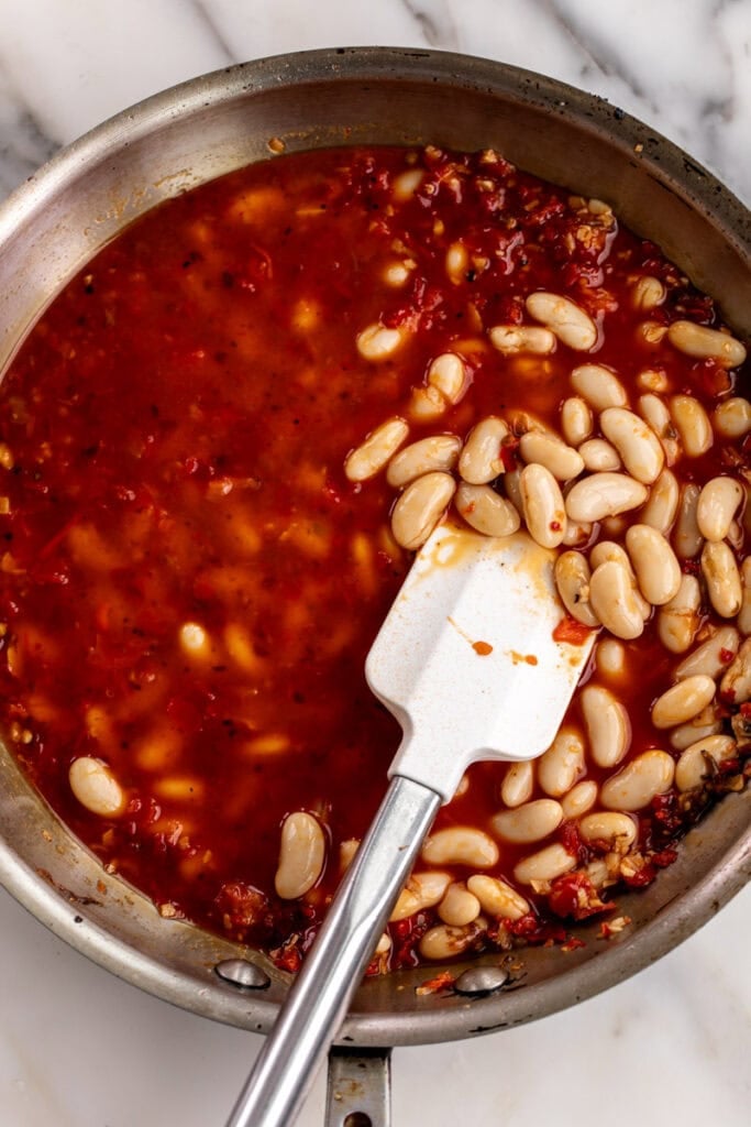 white beans with calabrian chilies.