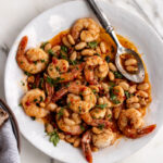 spicy calabrian shrimp with white beans.