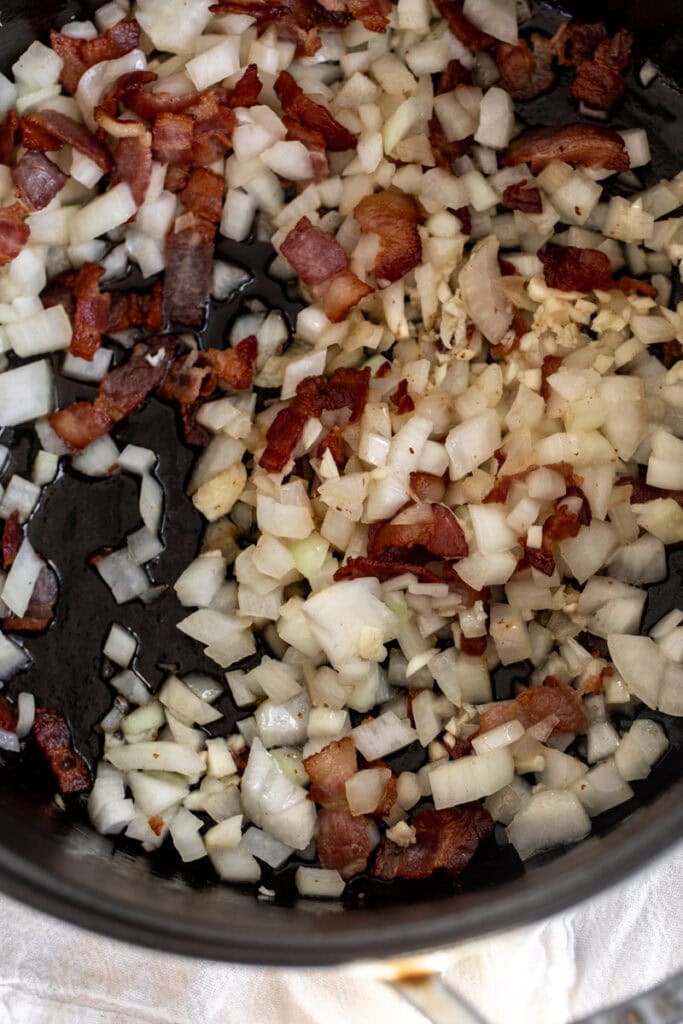 added aromatics for best baked beans recipe.