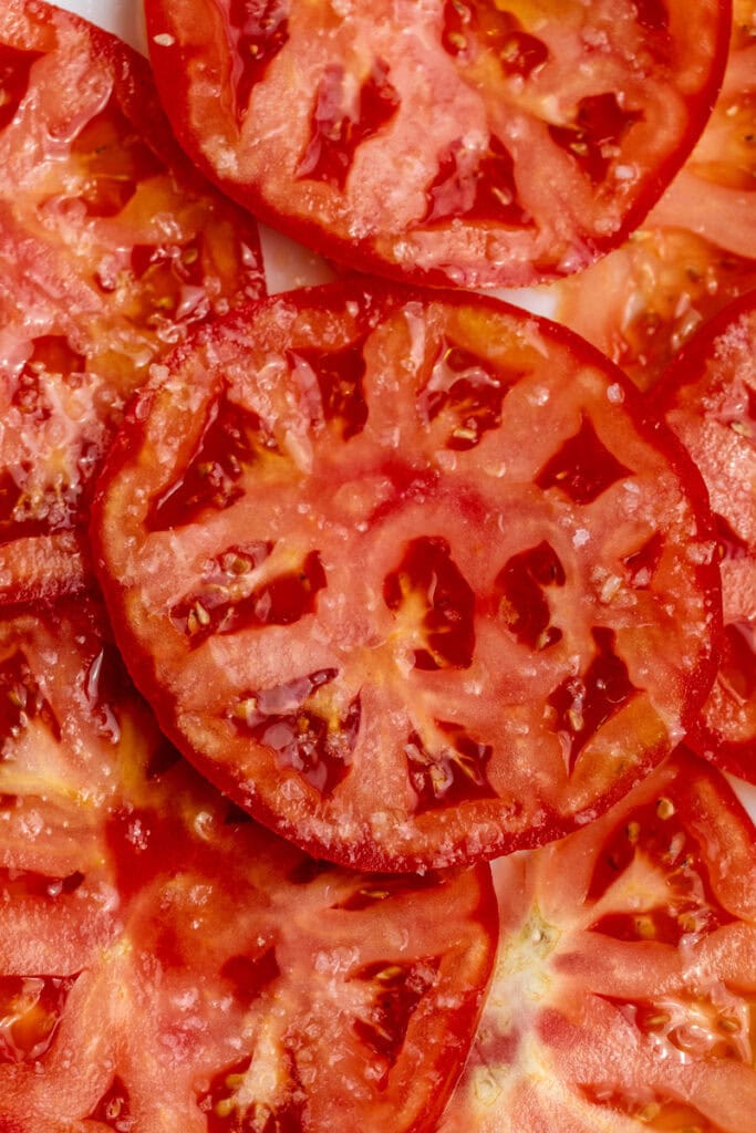 marinated tomatoes for crab cake sandwich.