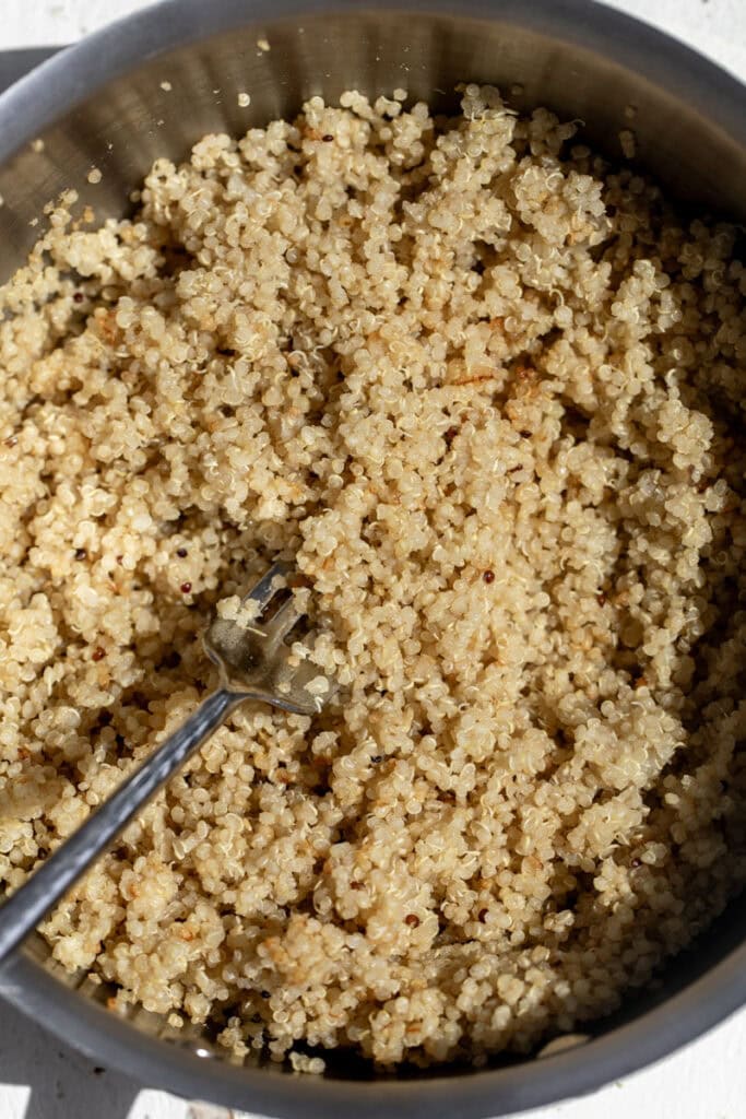 quinoa cooked and fluffed with fork.