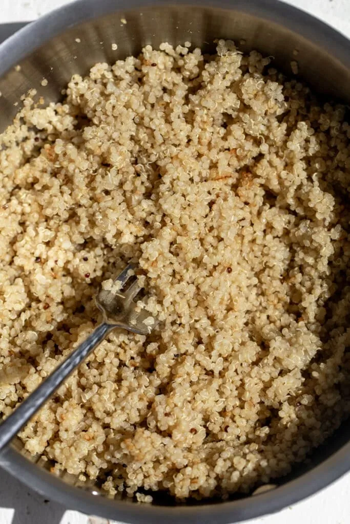 quinoa cooked and fluffed with fork
