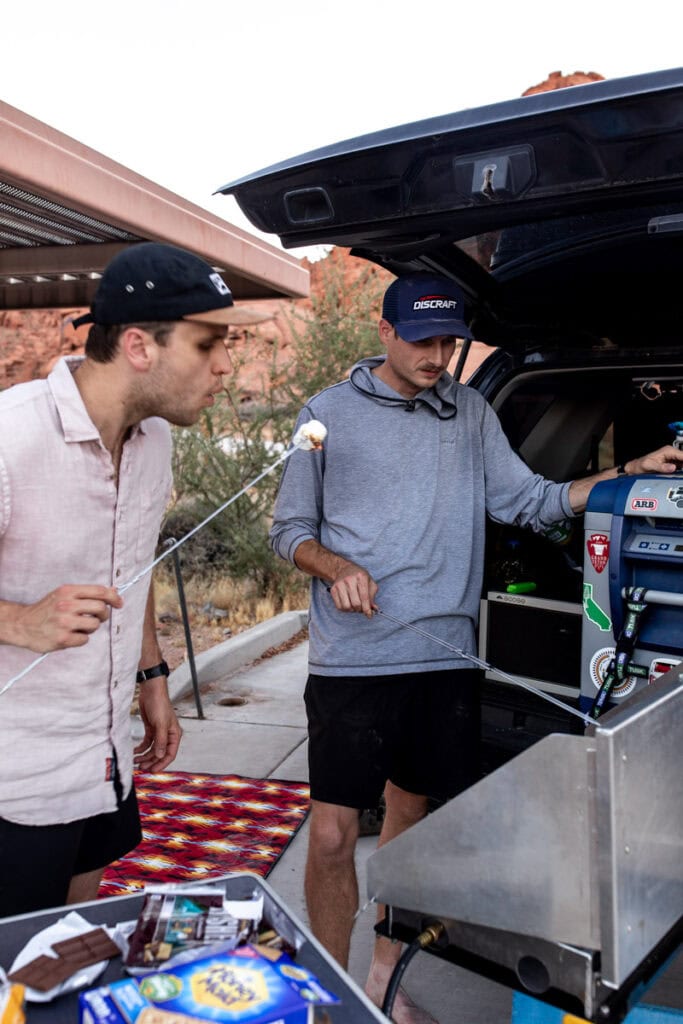 s\'mores while camping.