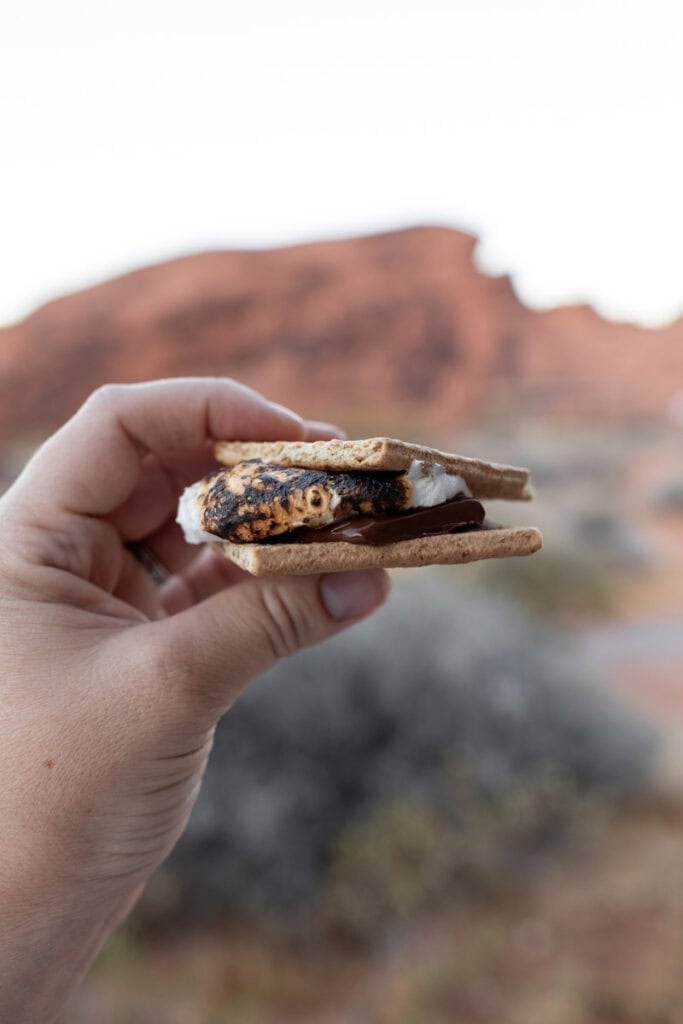 campfire s\'mores on graham crackers.
