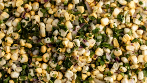 fresh roasted corn salsa with cilantro and jalapeño.