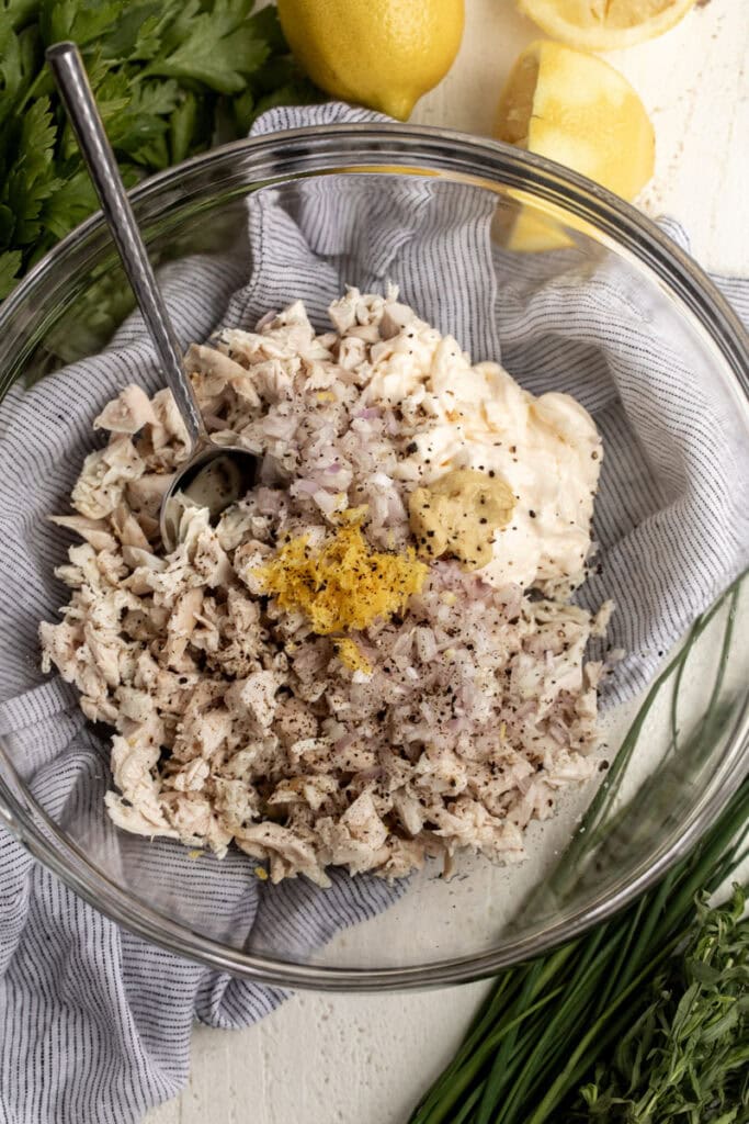 chicken salad with herbs and lemon zest.