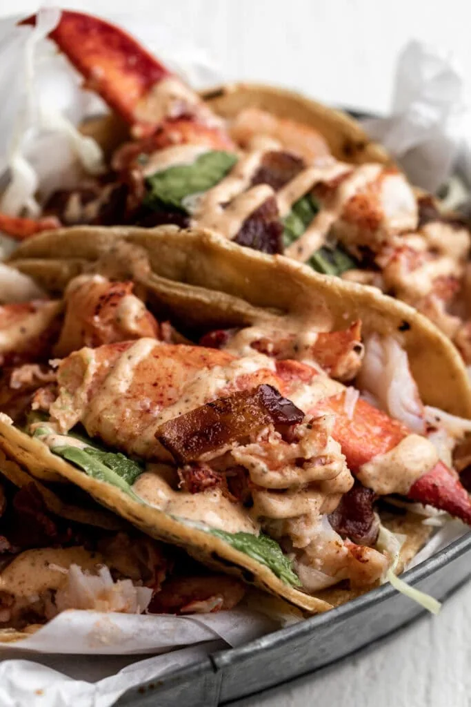Leftover lobster recipes: lobster and bacon tacos
