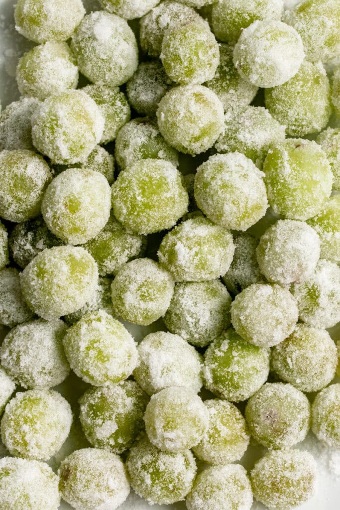 sour candied grapes tossed in sugar.