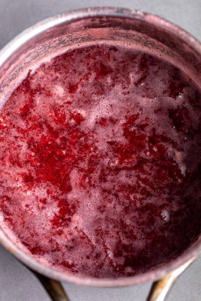 simmered strawberry syrup.