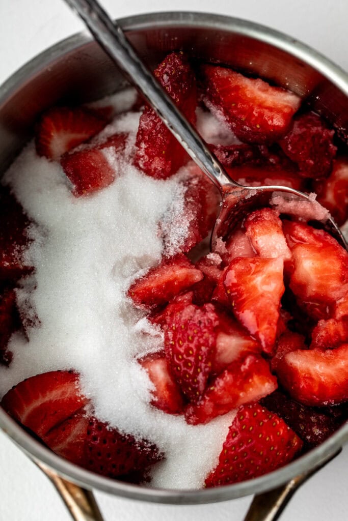 macerated diced strawberries.
