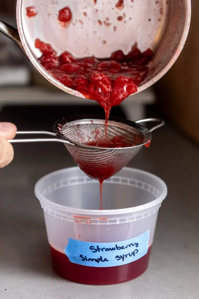 strained homemade strawberry syrup