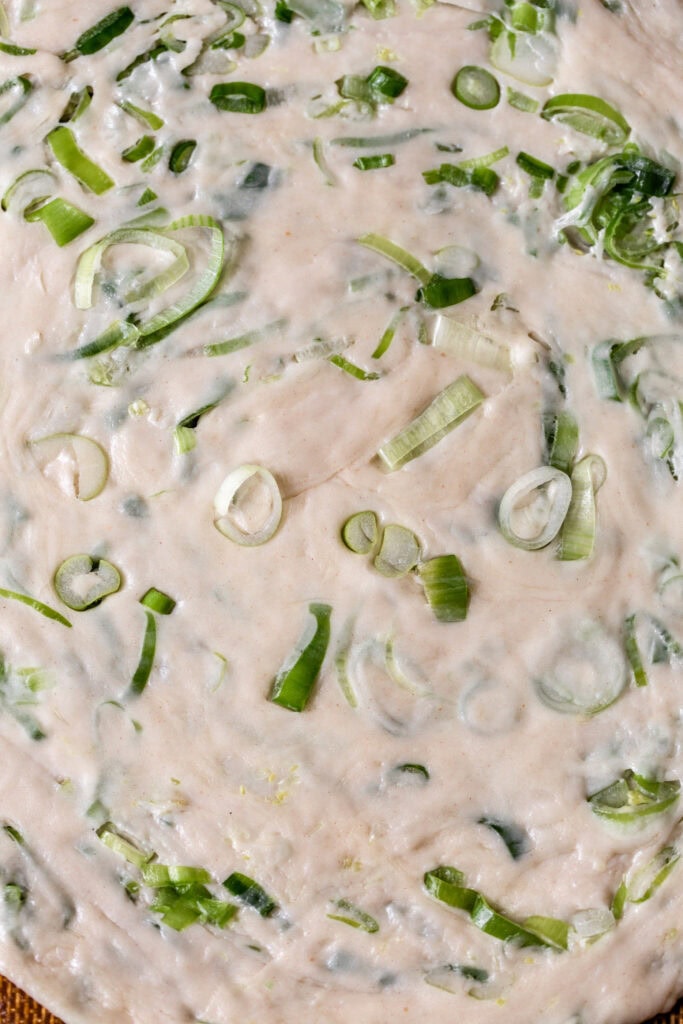 scallion pancake dough rolled out.