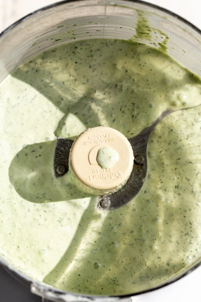 Cooking with Cocktail Rings Blogger Kylie Mazon-Chambers shares sour cream and onion crispy potatoes - in photo: blended sour cream.