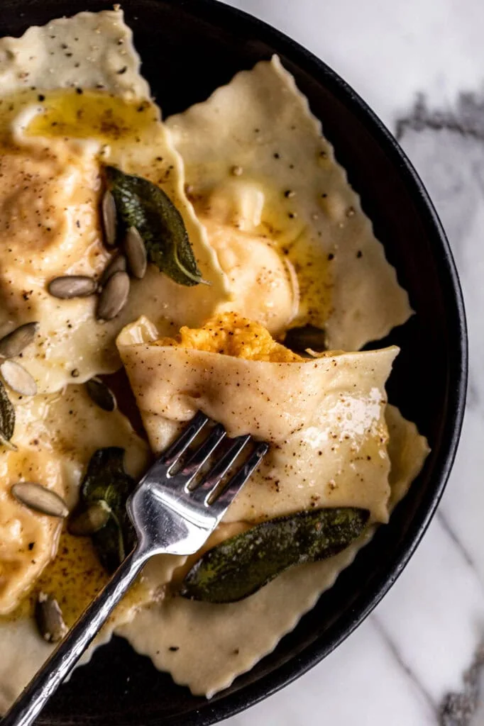 Butternut Squash Ravioli in Brown Butter