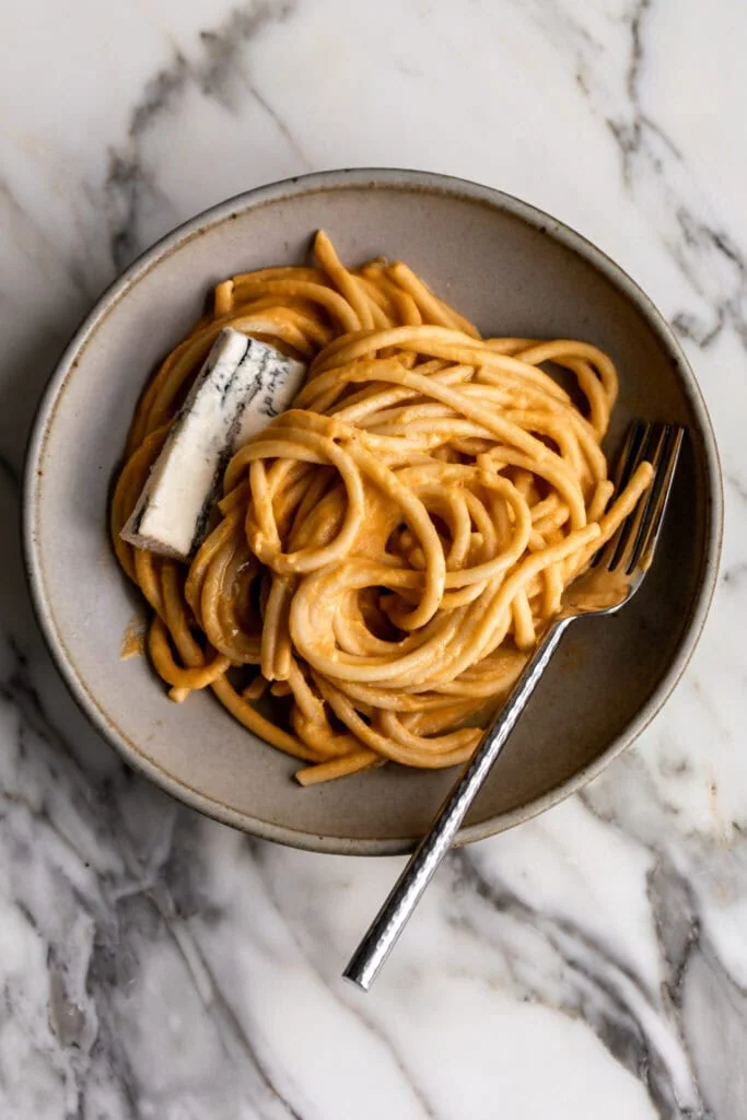 Cooking with Cocktail Rings Blogger Kylie Mazon-Chambers Fall Entrée Ideas shares Fall Entrée Ideas: Creamy Pumpkin Pasta with Gorgonzola