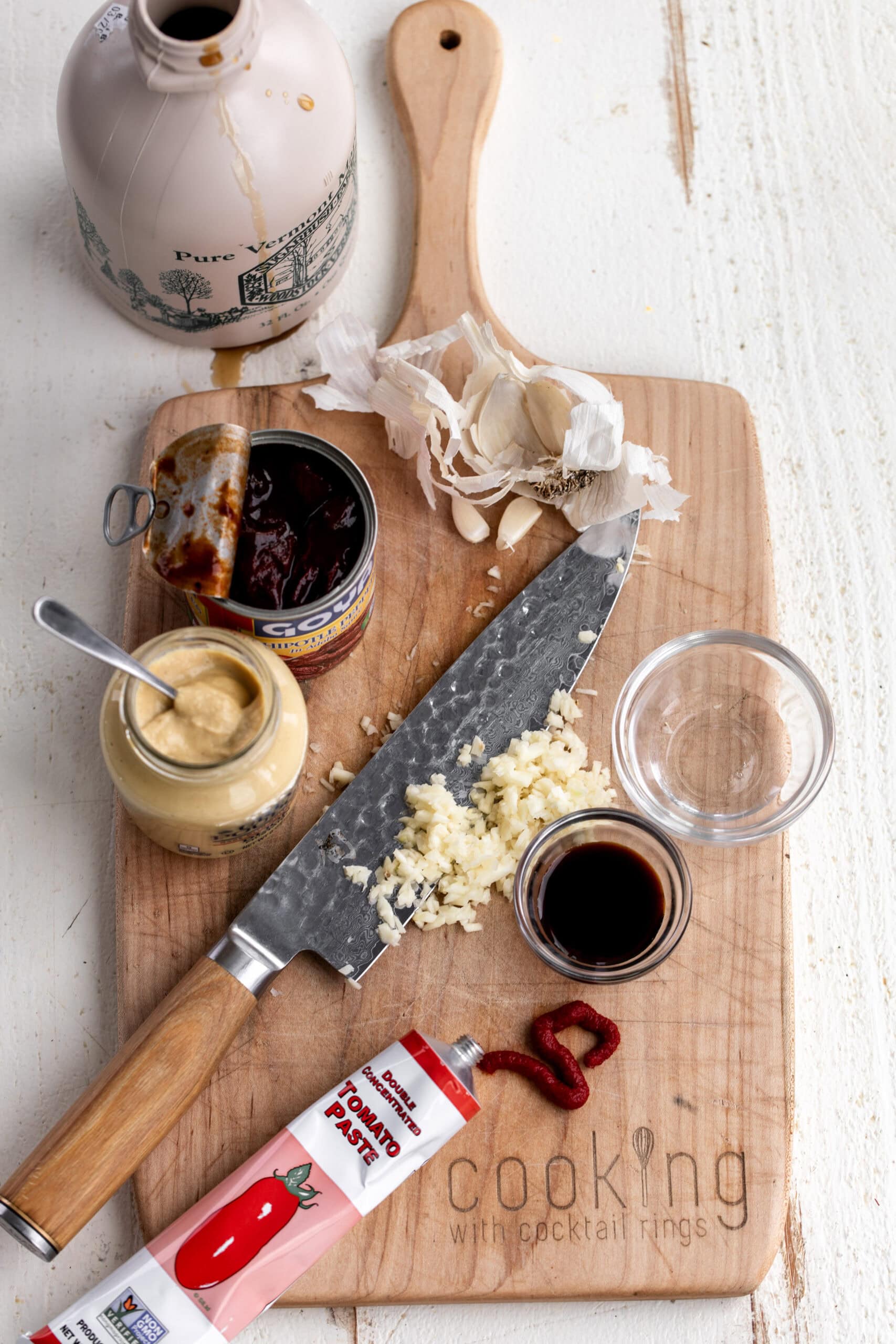 Maple Chipotle Chicken Wings recipe - in photo: ingredients to make maple chipotle sauce.