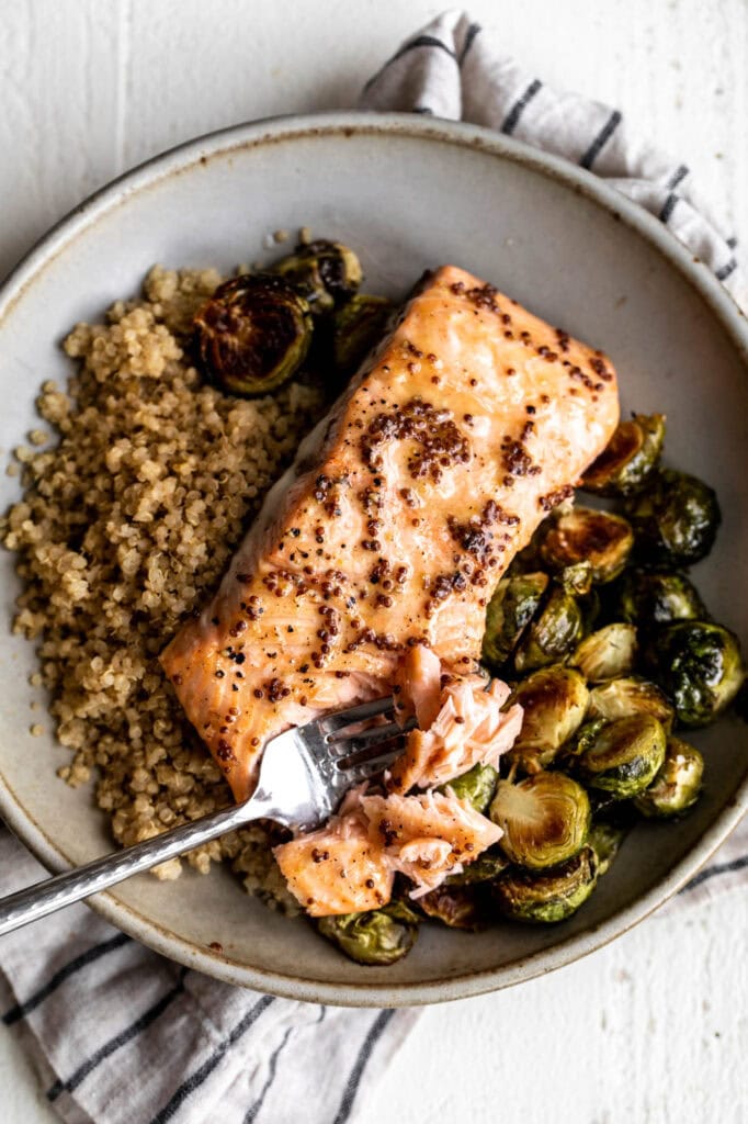 Cooking with Cocktail Rings Blogger Kylie Mazon-Chambers Fall Entrée Ideas shares Fall Entrée Ideas: Maple Mustard Salmon.